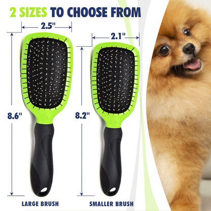 Dog & Cat Brush & Comb Pet Grooming Set - Double Side (Small) - Ultimate Deshedding Tool - Lice and Flea Removing - Perfect Groomer'S Tools - Strong Grip and Soft Bristles