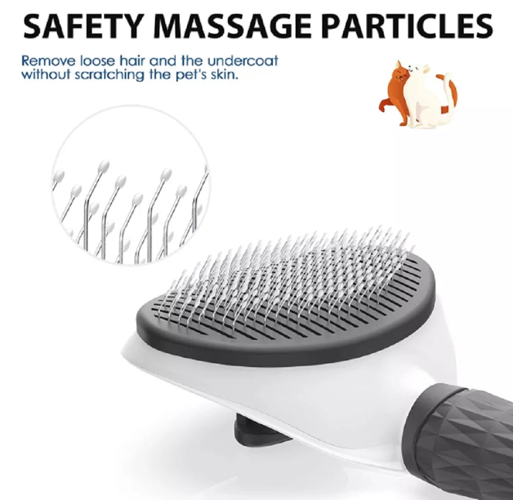 1-Pack Self-Cleaning Pet Grooming Brush with Release Button – Dog & Cat Brush for Shedding, Detangling & Massage – Ideal for Long-Haired Puppies & Kittens