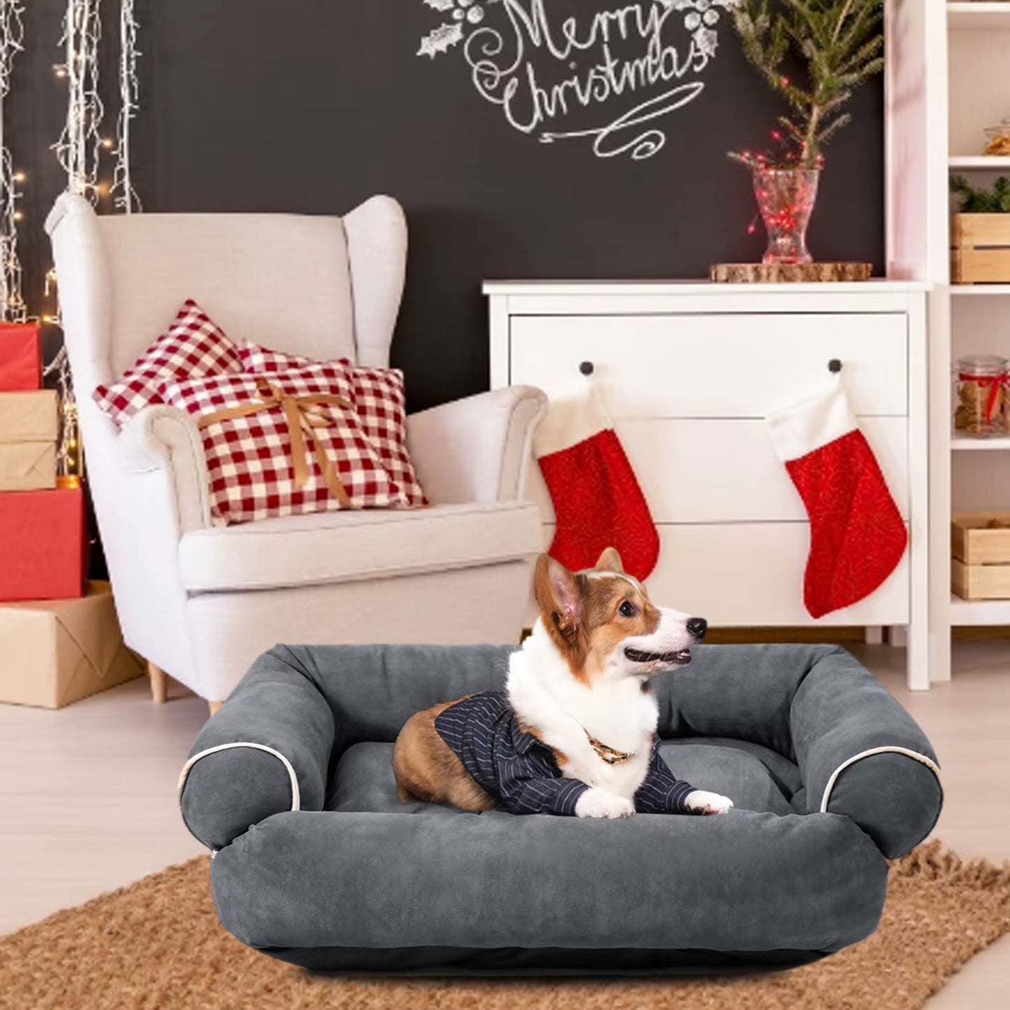 Orthopedic Dog Sofa Bed Anti-Slip Breathable Luxury Pet Bed Cushion Dog Pillow Bed Dog Cuddler Sleeping Bed for Large Medium Sma