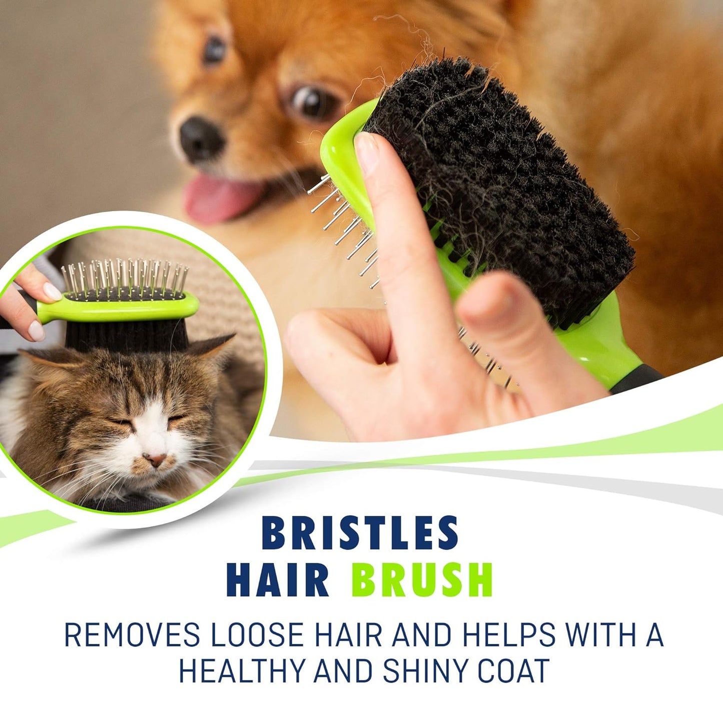Dog & Cat Brush & Comb Pet Grooming Set - Double Side (Small) - Ultimate Deshedding Tool - Lice and Flea Removing - Perfect Groomer'S Tools - Strong Grip and Soft Bristles