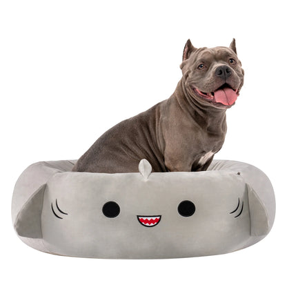 30 Inch Gray Shark Pet Bed - Large Ultra Soft Plush Pet Bed