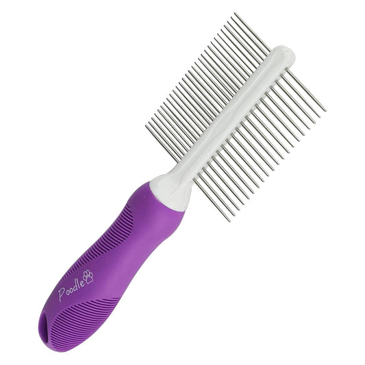 Pet Comb for Grooming & Massaging - Fur Detangling Pins & Smoothing Slicker Bristles, Dual-Sided Brushing for Dogs, Cats & Animals