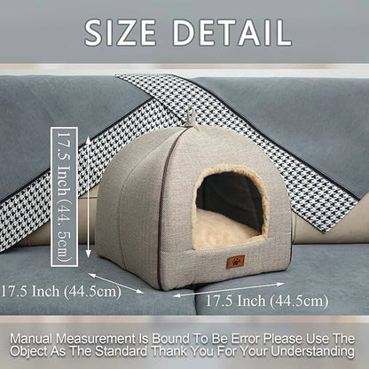Cat Bed for Indoor Cats - Cat Cave Bed Cat House Cat Tent with Removable Washable Cushioned Pillow