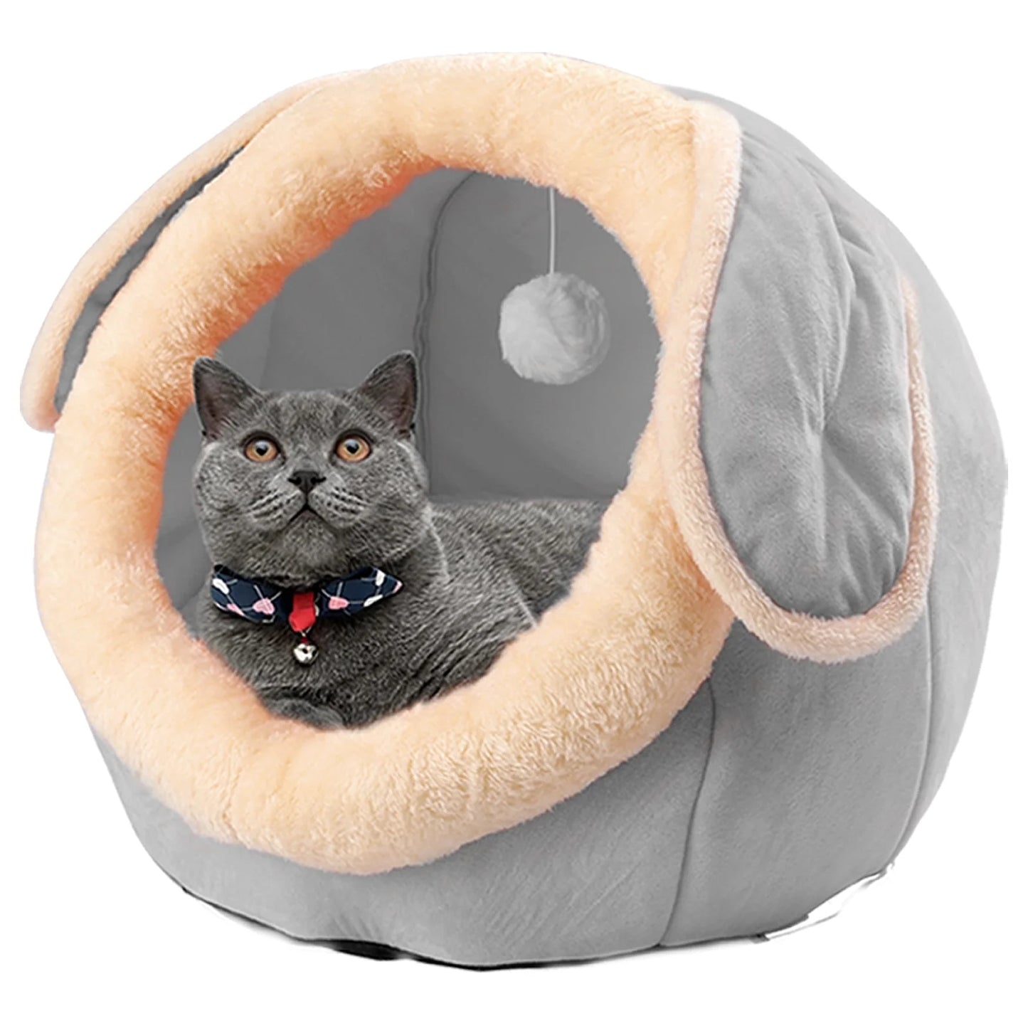 Cat Bed Cave Cat House Bed Pet Bed with Cushion for Small Medium Indoor Cats Dogs Gray