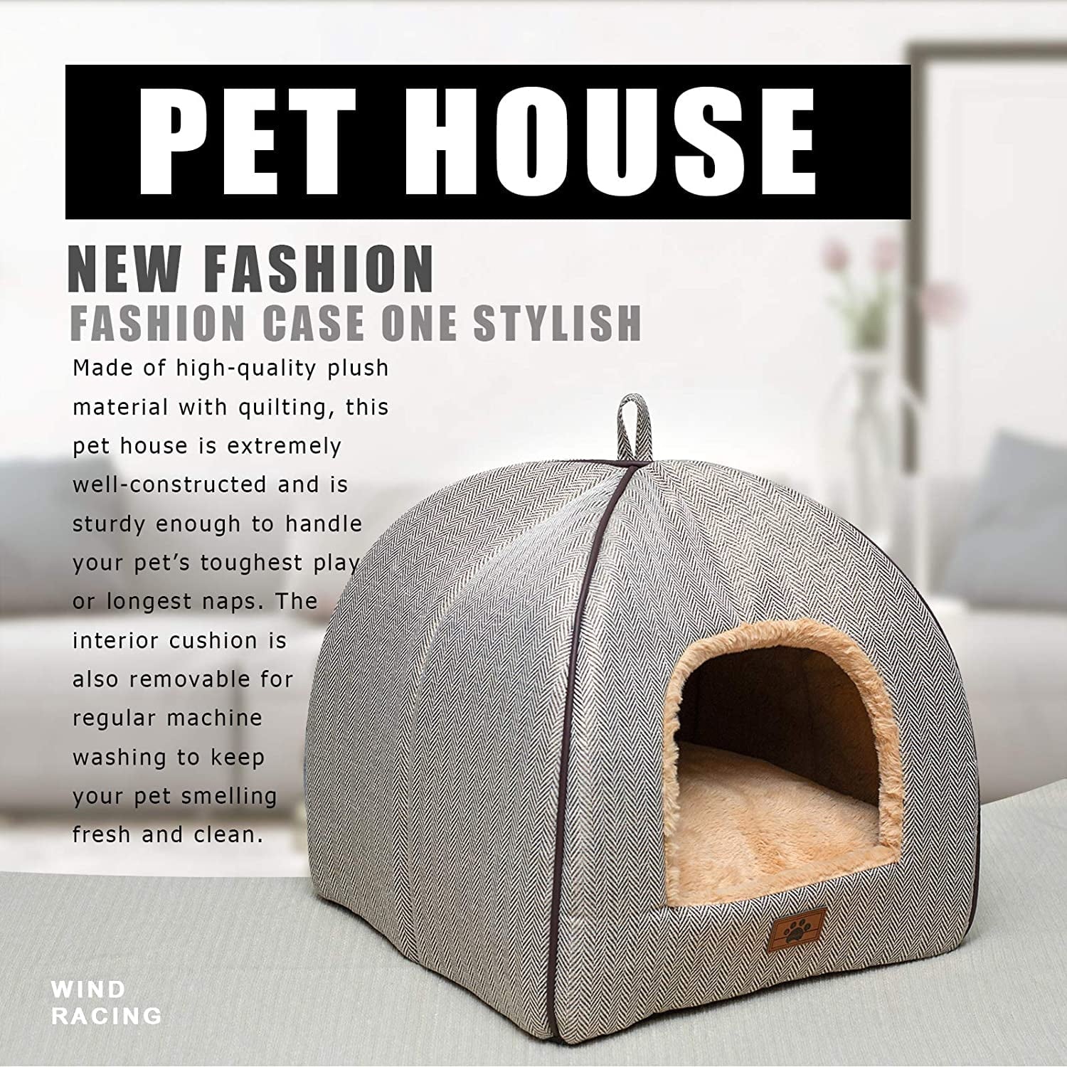 Cat Bed for Indoor Cats - Cat Cave Bed Cat House Cat Tent with Removable Washable Cushioned Pillow