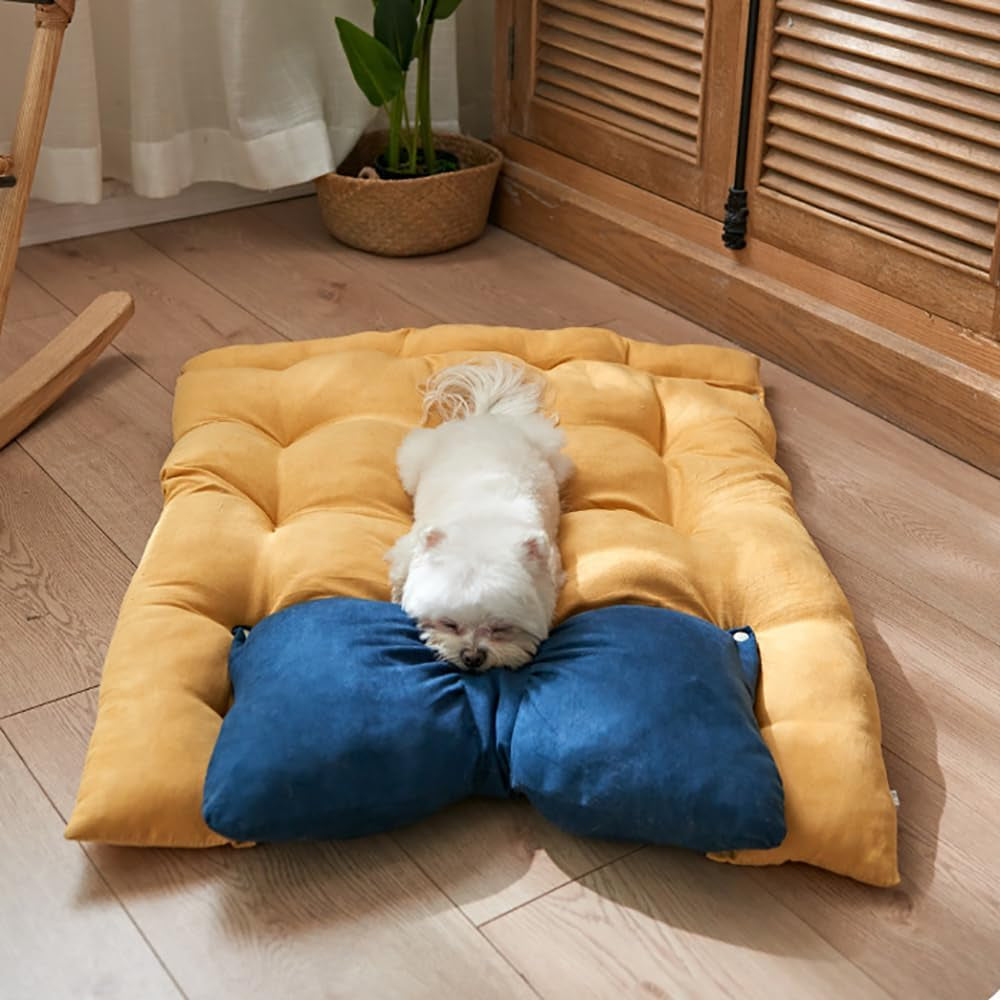 Dog & Cat Bed - Bow Tie Shape Cat Beds for Indoor Cats Dogs, Multi-Function Cotton Cushion Bed Puppy and Kitten (Blue Butterfly, Small (Within 5 Lbs))