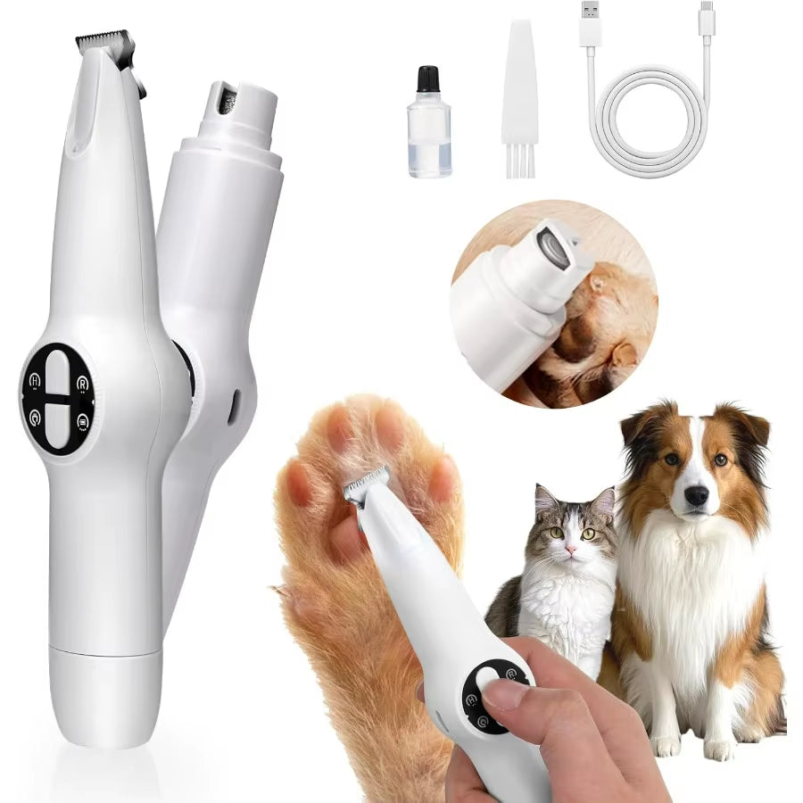 2 in 1 Electric Dog Paw Trimmer with Builtin Light for Grooming: Quiet Dog Clippers and Paw Shavers Kit for Small and Large Dog