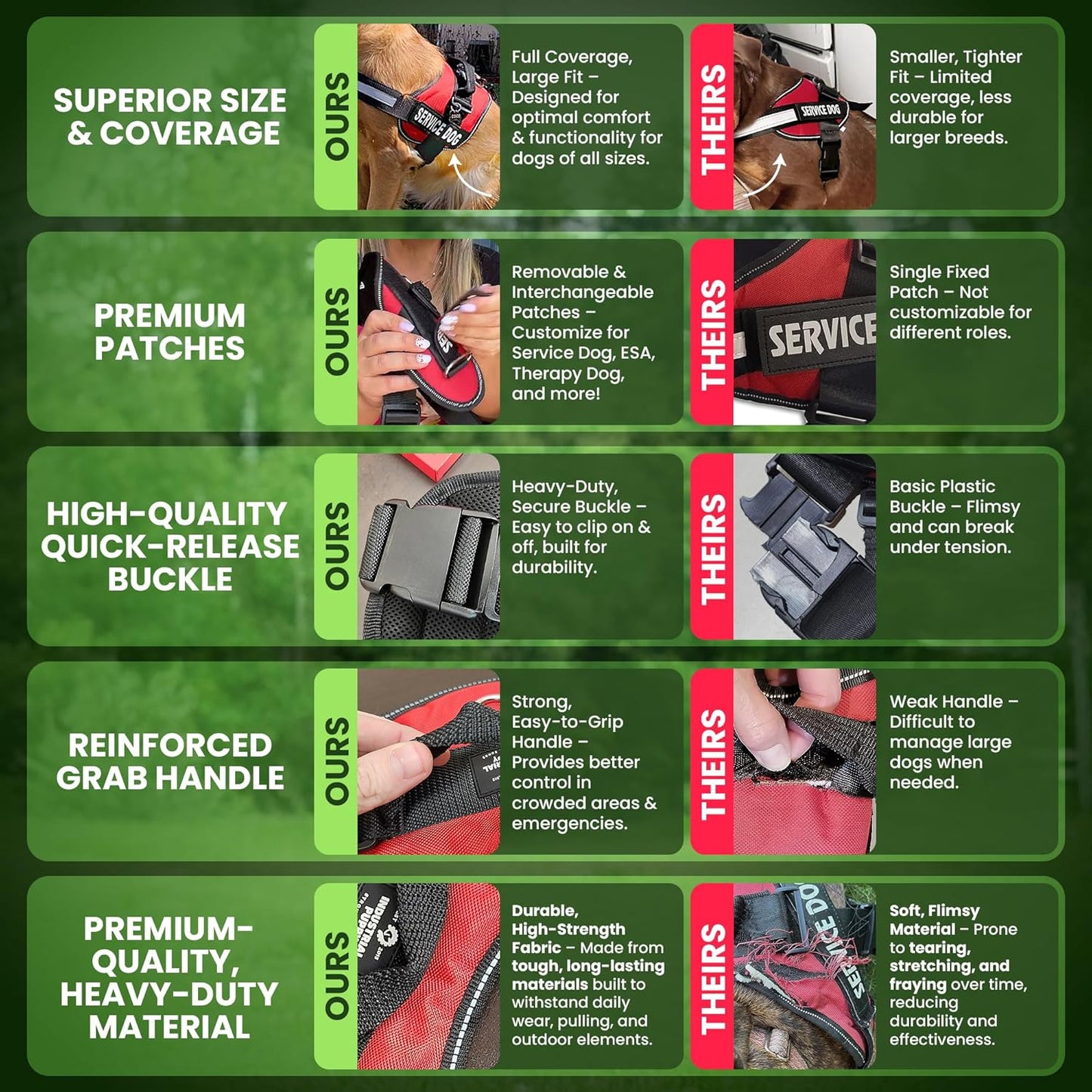 Service Dog Vest with Hook and Loop Straps and Handle - Harness Is Available in 8 Sizes from XXXS to XXL - Service Dog Harness Features Reflective Patch and Comfortable Mesh Design Bright Red