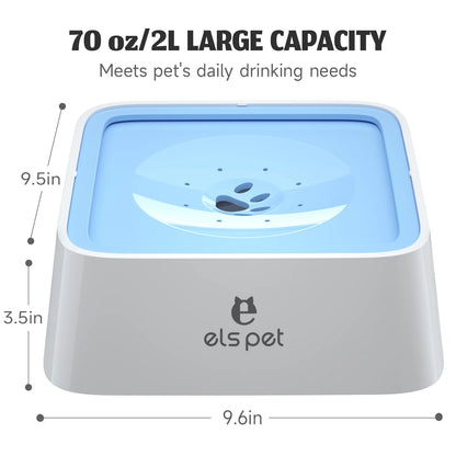 Dog Water Bowl 70Oz Dog Water Dispenser No-Spill Dog Slow Water Feeder Blue