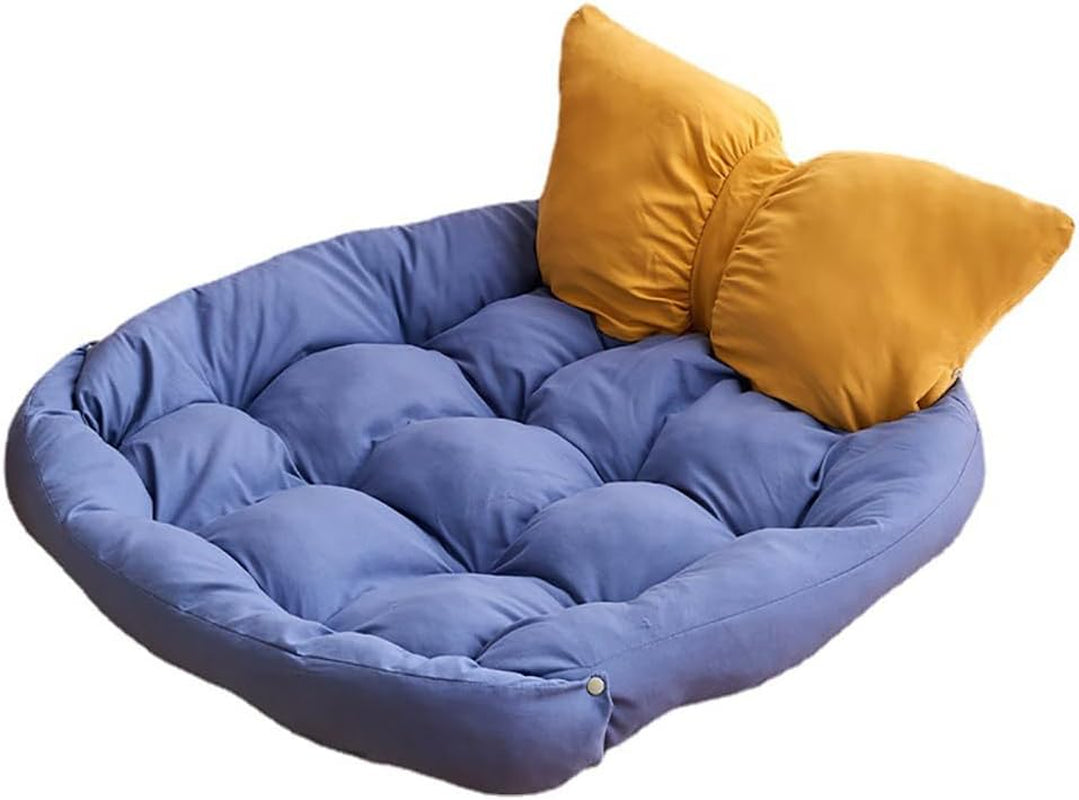 Dog & Cat Bed - Bow Tie Shape Cat Beds for Indoor Cats Dogs, Multi-Function Cotton Cushion Bed Puppy and Kitten (Blue Butterfly, Small (Within 5 Lbs))