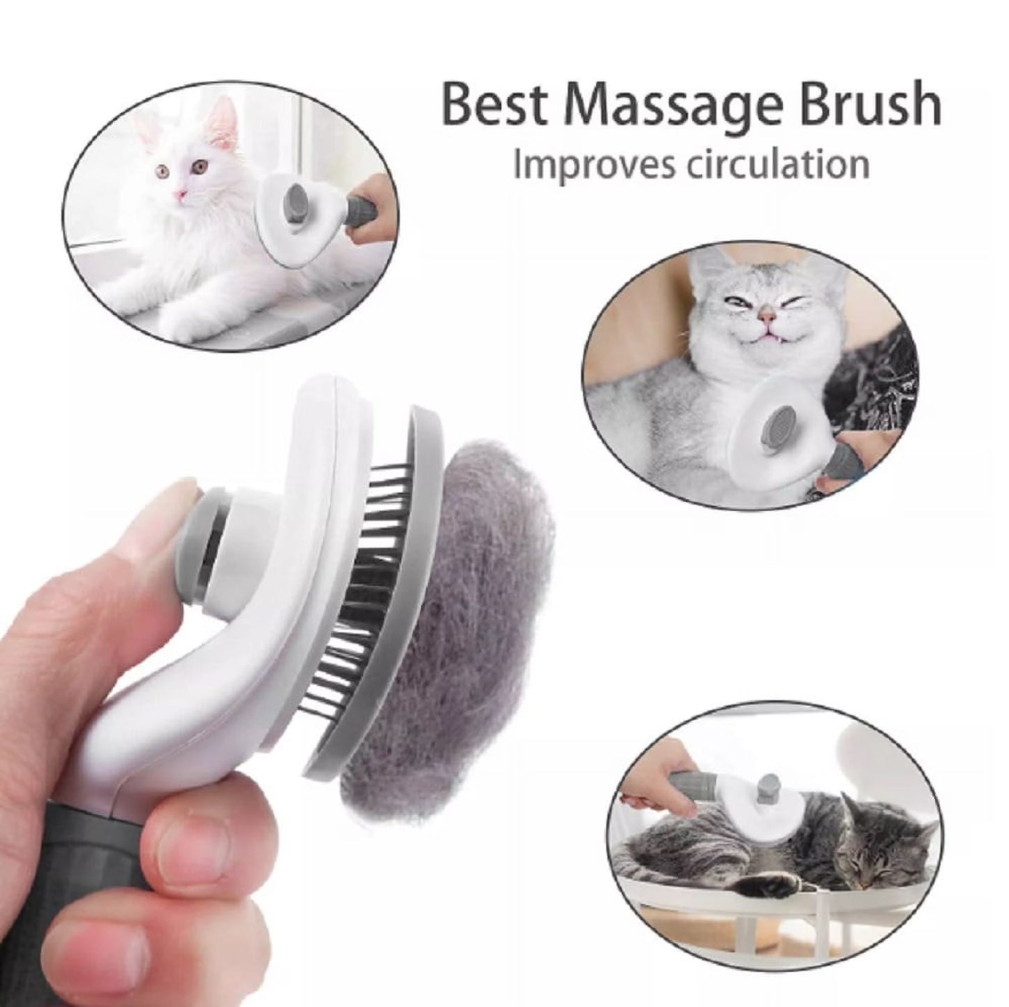 1-Pack Self-Cleaning Pet Grooming Brush with Release Button – Dog & Cat Brush for Shedding, Detangling & Massage – Ideal for Long-Haired Puppies & Kittens