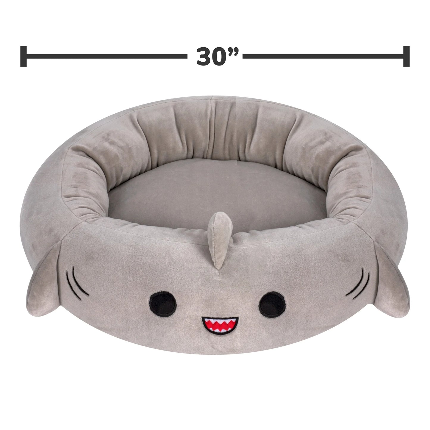 30 Inch Gray Shark Pet Bed - Large Ultra Soft Plush Pet Bed