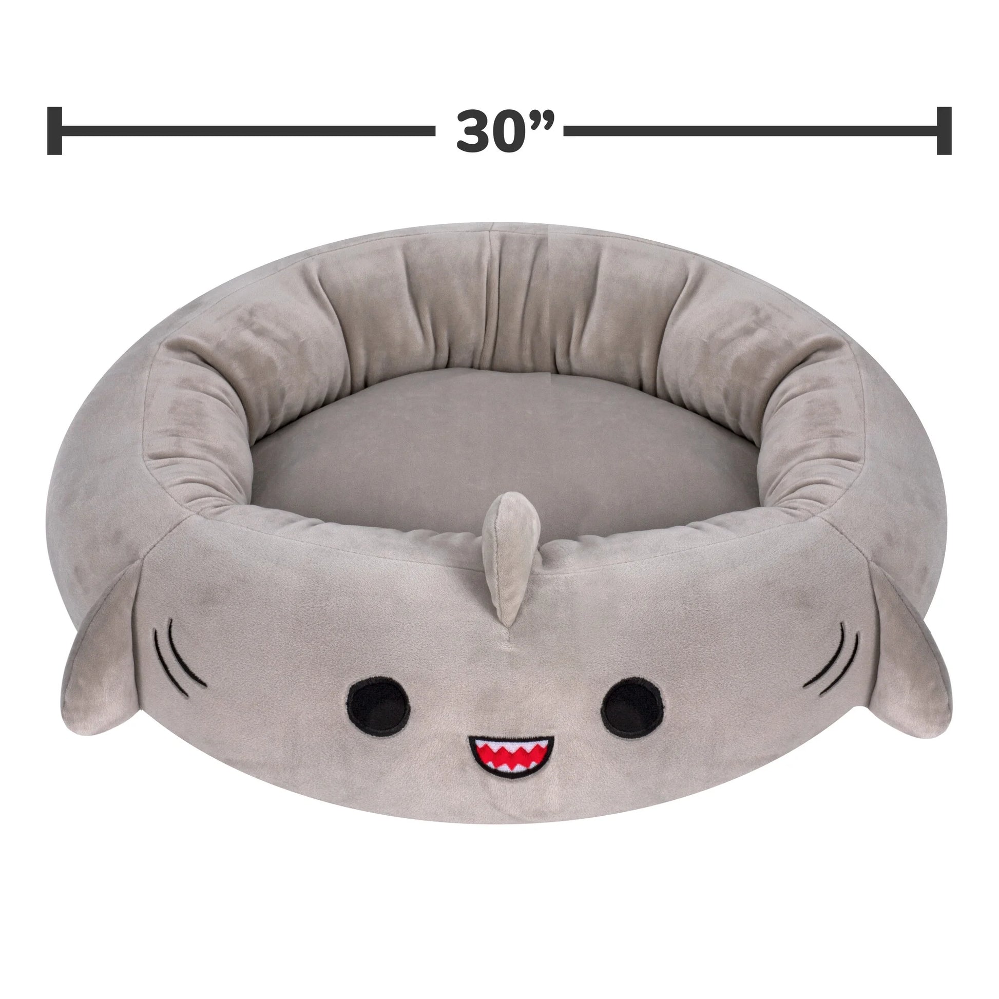 30 Inch Gray Shark Pet Bed - Large Ultra Soft Plush Pet Bed