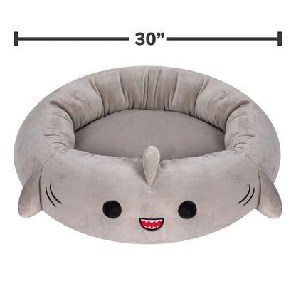 30 Inch Gray Shark Pet Bed - Large Ultra Soft Plush Pet Bed