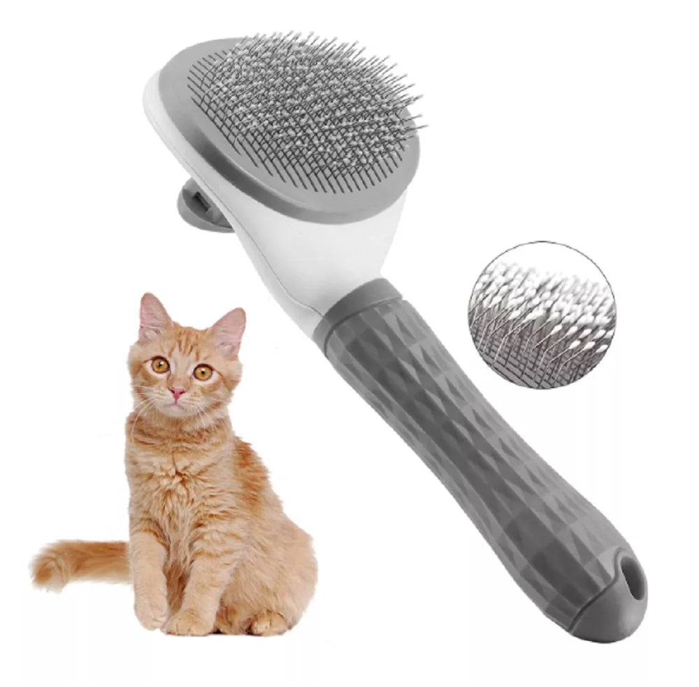1-Pack Self-Cleaning Pet Grooming Brush with Release Button – Dog & Cat Brush for Shedding, Detangling & Massage – Ideal for Long-Haired Puppies & Kittens