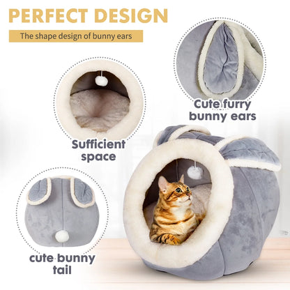 Cat Bed Cave Cat House Bed Pet Bed with Cushion for Small Medium Indoor Cats Dogs Gray