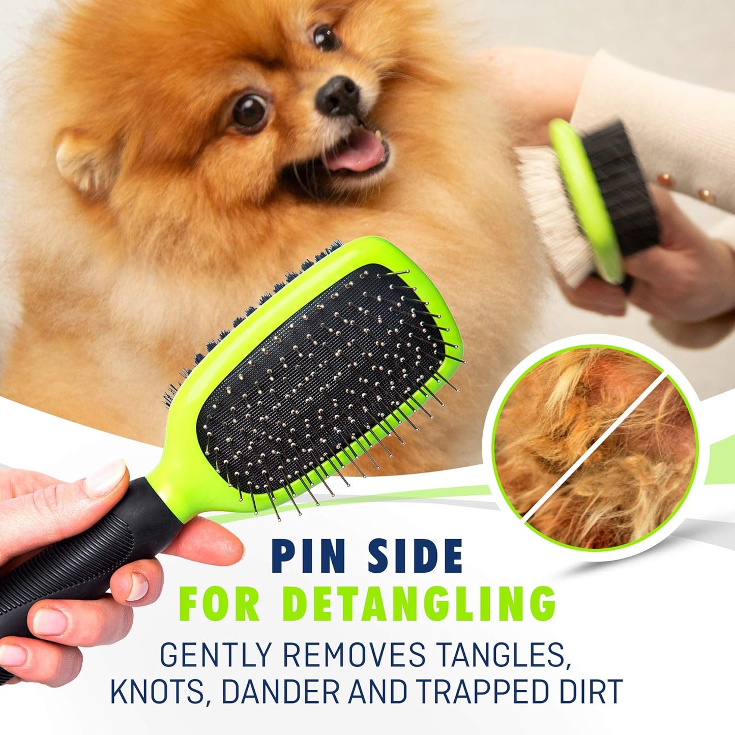 Dog & Cat Brush & Comb Pet Grooming Set - Double Side (Small) - Ultimate Deshedding Tool - Lice and Flea Removing - Perfect Groomer'S Tools - Strong Grip and Soft Bristles
