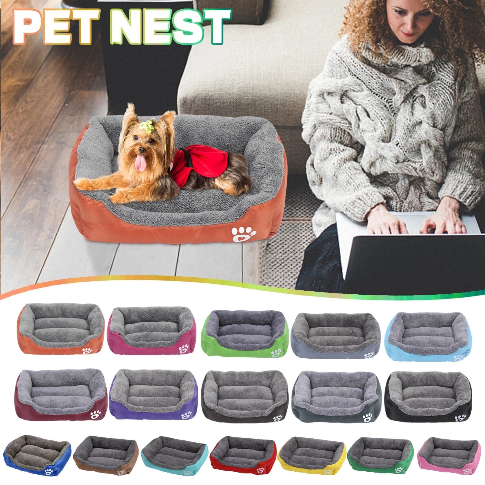 Orthopedic Bed for Medium Dogs, Orthopedic Dog Sofa Bed Washable Pet Bed, Stylish Dog Bed Pad Mattress, Winter Warm Cats Sleeping Mat, Pink S