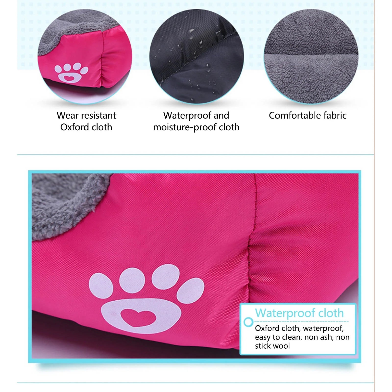 Orthopedic Bed for Medium Dogs, Orthopedic Dog Sofa Bed Washable Pet Bed, Stylish Dog Bed Pad Mattress, Winter Warm Cats Sleeping Mat, Pink S